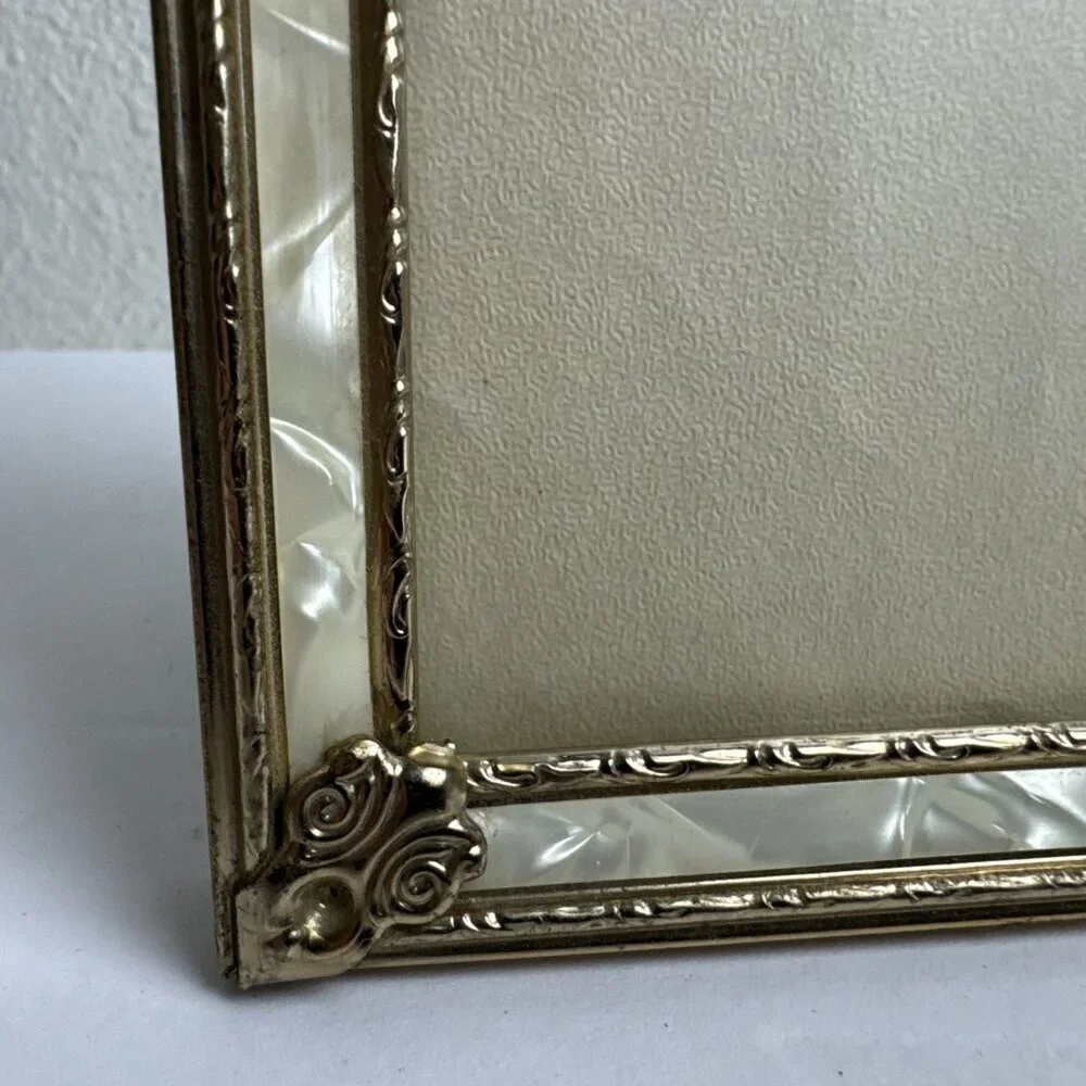 Vintage Gold Metal Enamel Engraving